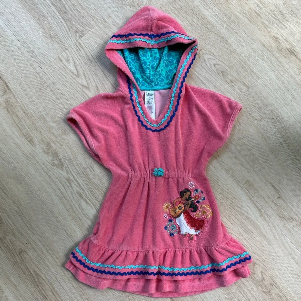 Disney Store Princess Elena of Avalor Soft Terry Hooded Beach Pool Cover-Up ~5/6